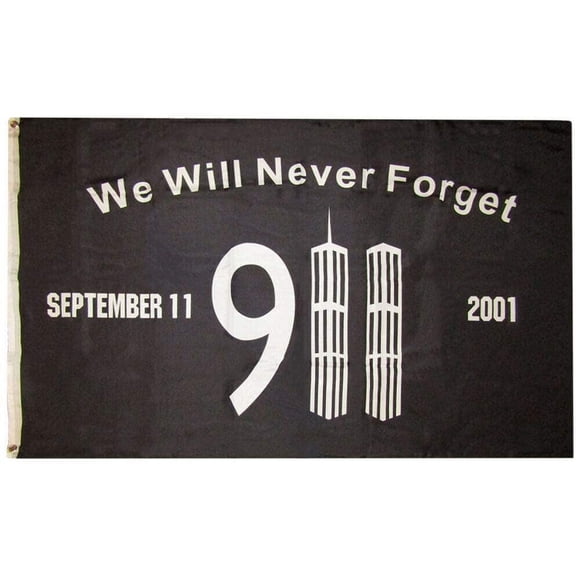 3x5 We Will Never Forget 911 Memorial Black Oxford Polyester Flag