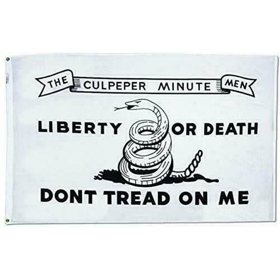 3x5 White Culpeper Liberty or Death Gadsden Tea Party Culpepper Flag Banner
