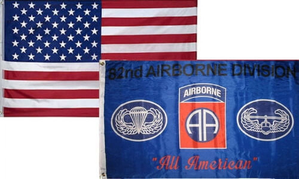 3x5 Wholesale Combo USA & 82nd Airborne All American Blue Flag 3'x5' (2 Pack)