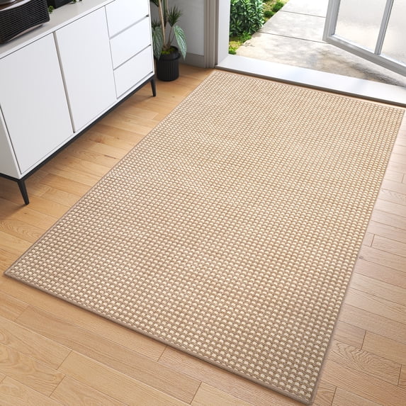 QiCaiJia 3x5 ft Brown Boho Runner Rugs Mat Non Slip Woven Kitchen Runners for Hallways Washable, Soft Long Entryway Laundry Hall Floor Runner Carpet for Indoor Backdoor Bedroom Kitchen Living Room