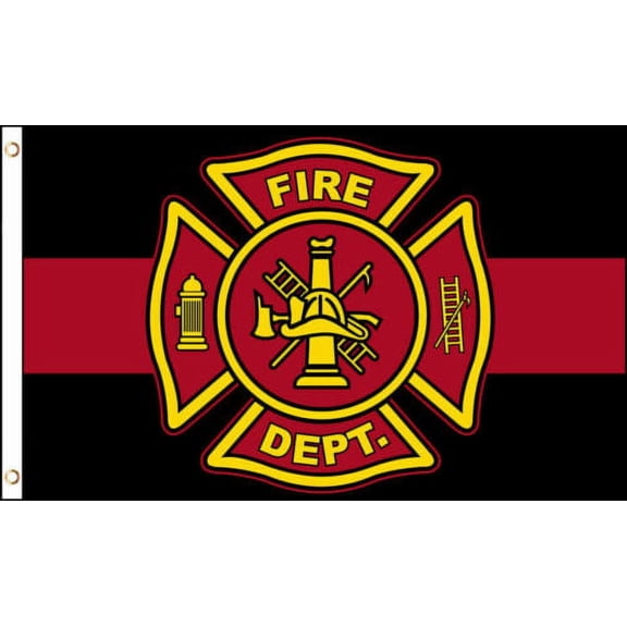 3x5FT Fire Department Flag Red Black Firefighter Banner Safety Man Cave Station
