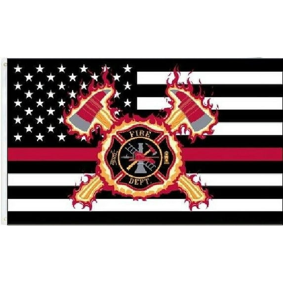 3x5FT Thin Red Line Flag Firefighter DEPARTMENT BURNING AXES MALETESE CROSS FLAG