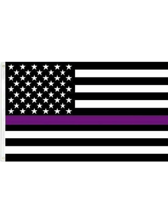3x5FT USA Thin PURPLE Line Flag SUBSTANCE AWERENESS DRUG USEN AWARENESS FLAG