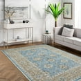 thumbnail image 1 of 3x5Ft Area Rug for Living Room - Neutral Blue Floral Vintage Design - Pet Friendly - Boho Washable Rug for Bedroom, Dining Room, 1 of 7