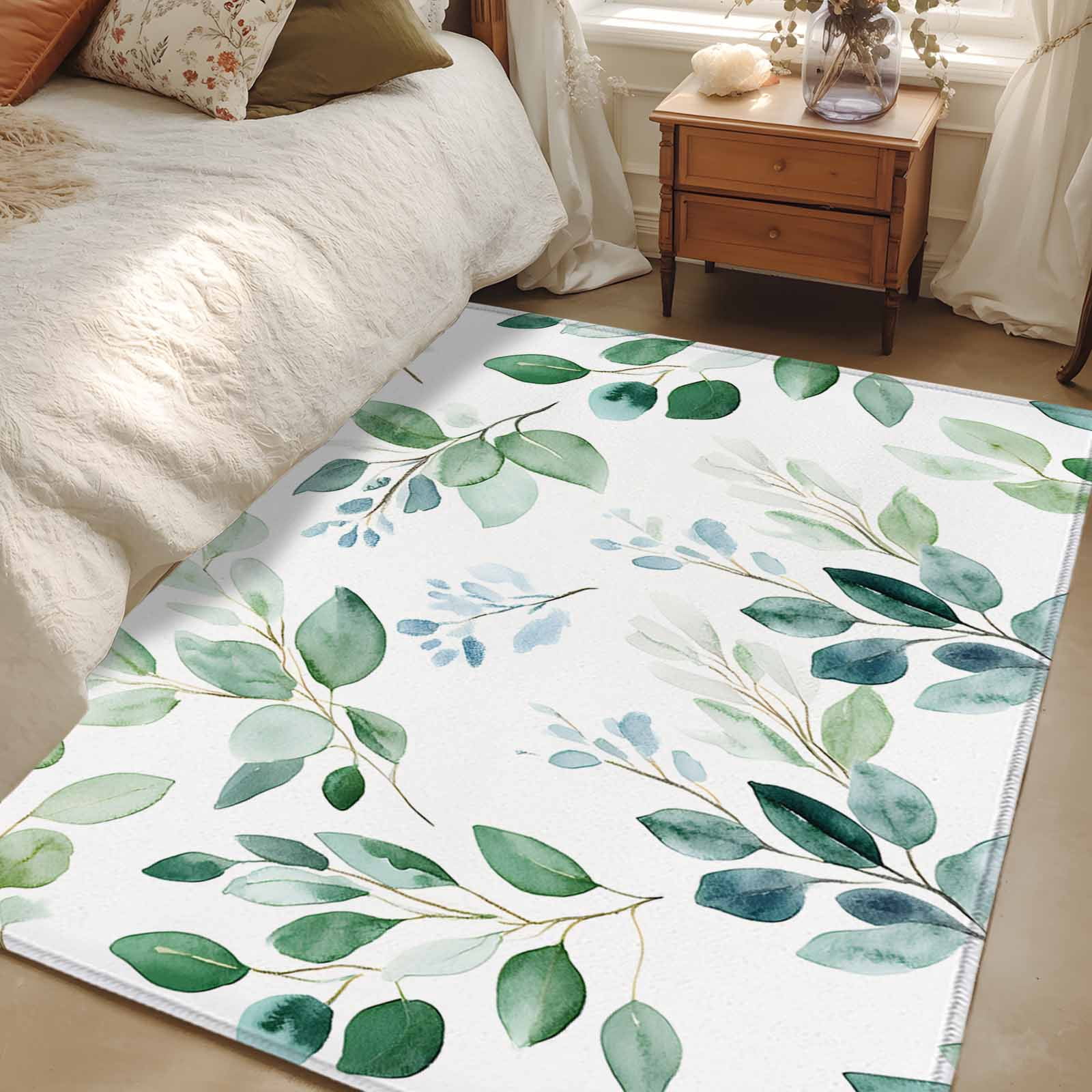 3x5Ft Area Rugs Eucalyptus Leaves Non-Skid Rubber Backing Large ...
