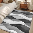 thumbnail image 1 of 3x5Ft Area Rugs Gray Stripes Non-Skid Rubber Backing Large Rectangle Rugs - Living Room Bedroom Home Office, Vintage Farmhouse Greyish Ripple Pattern Indoor Floor Mat Carpets Washable Rug, 1 of 9