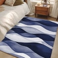 thumbnail image 1 of 3x5Ft Area Rugs Navy Blue Non-Skid Rubber Backing Large Rectangle Rugs - Living Room Bedroom Home Office, Modern Moire Abstract Ripple Geometric Indoor Floor Mat Carpets Washable Rug, 1 of 9