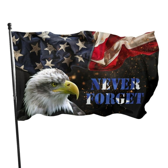 3x5Ft Bald Eagle American Flag Never Forget 9/11 4th of July Memorial Day Independence Day Freedom Flag Durable Fade Resistant Home Garden Decoration Flag