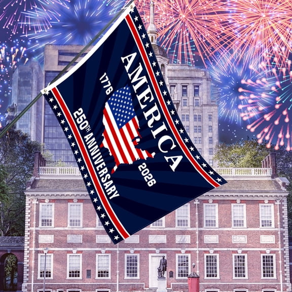3x5ft 250 Anniversary USA Flag, 2026 New 250th Anniversary of USA Commemorative Flag, Home Front Door Porch Balcony Wall Patriotic Decor, with Brass Hanging Holes