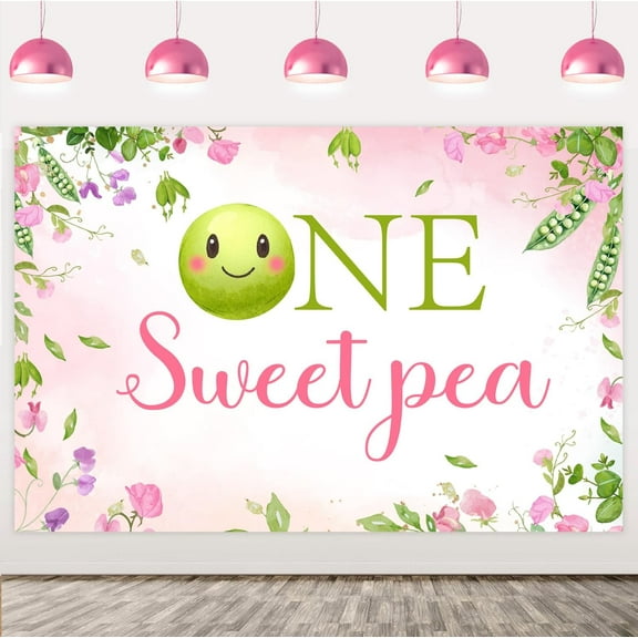 3x5ft One Sweet Pea Birthday Backdrop Pink Sweet Pea Themed 1st Birthday Party Decorations for Girls Pea First Party Supplies One Sweet Pea Photography Background for Girls 1st Birthday