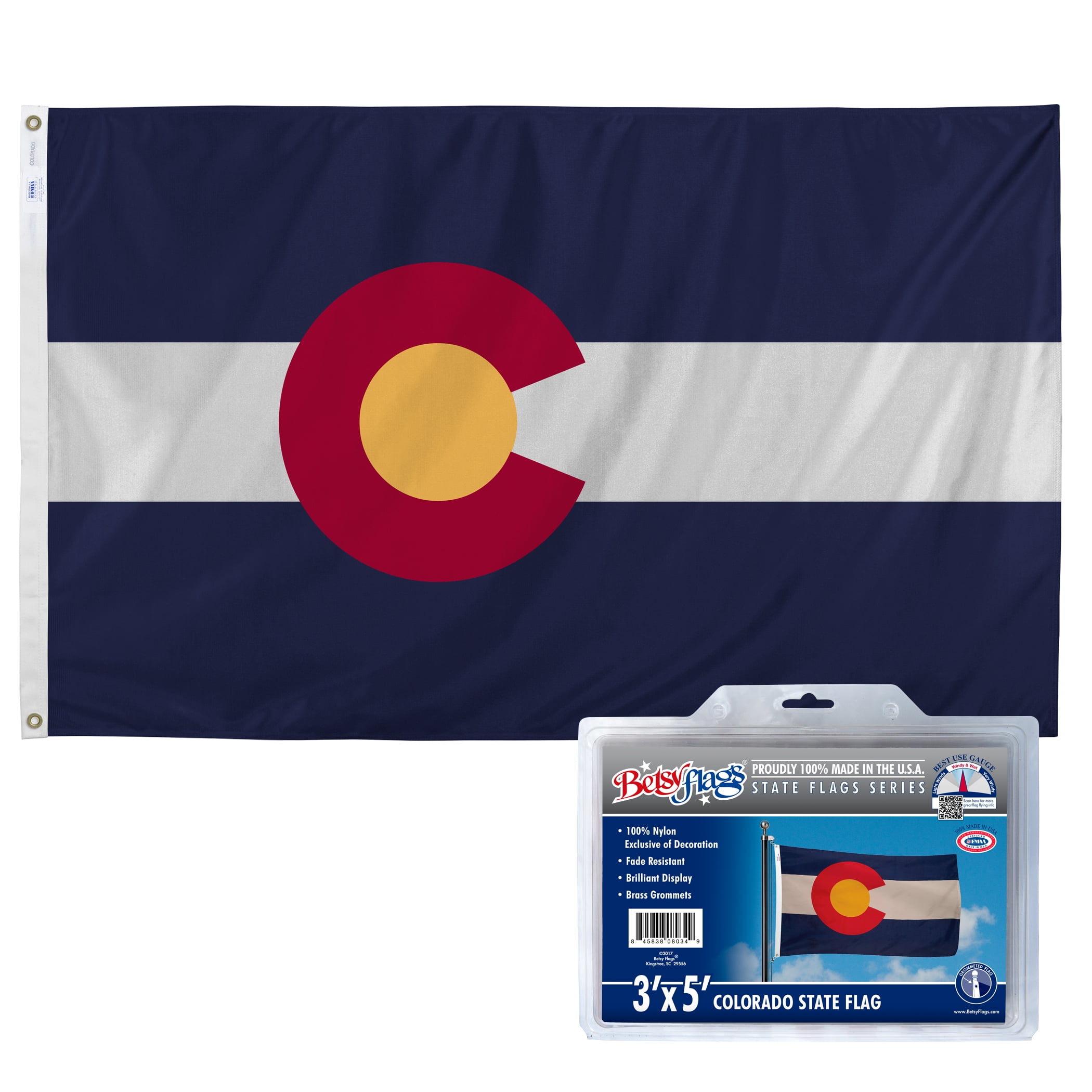 3x5ft Printed Nylon Betsy Flags Colorado State Flag, Grommeted ...
