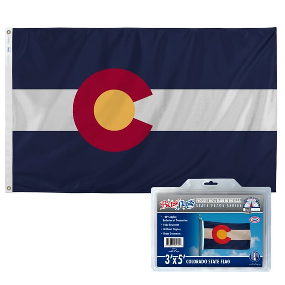 3x5ft Printed Nylon Betsy Flags Colorado State Flag, Grommeted
