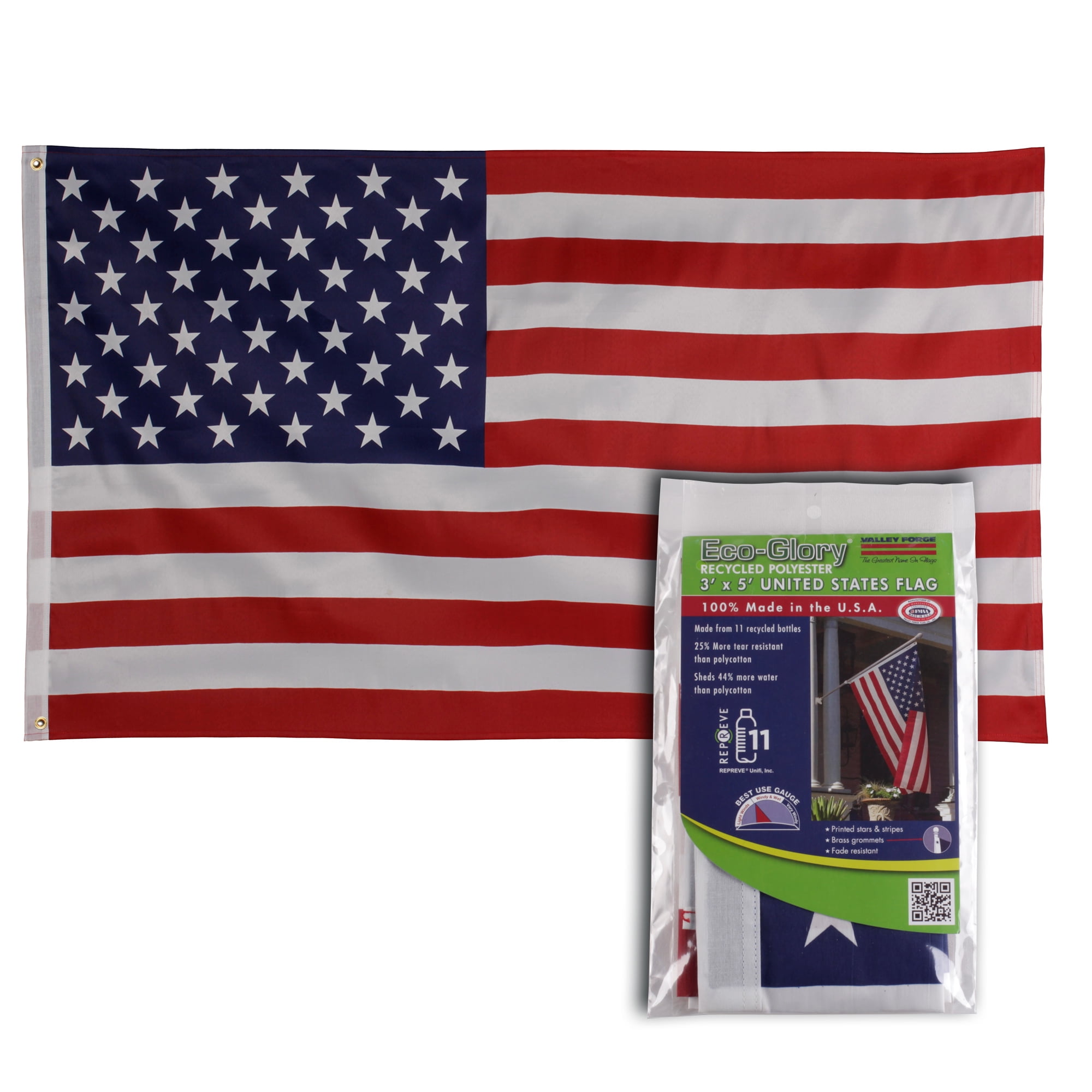 3x5ft Recycled Polyester American Flag with Brass Grommets