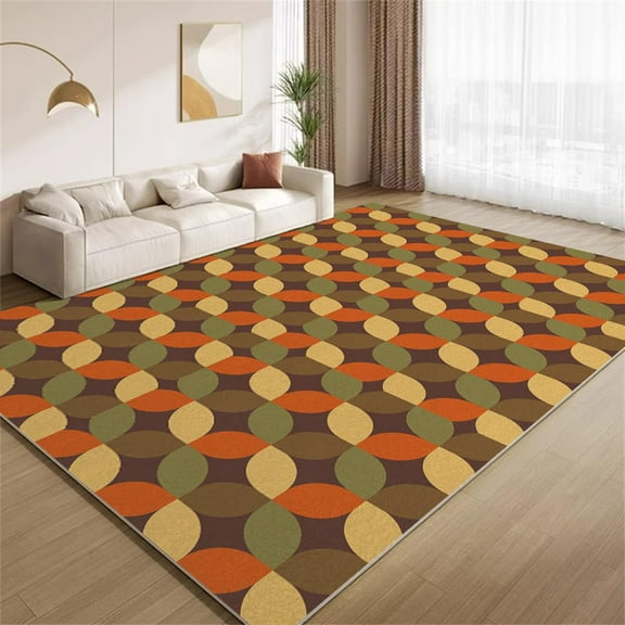 3x5ft Retro Seamless Aesthetic Style Area Rug, Colorful Geometric Pattern Design Bedroom Rug,Soft Low Pile Living Room Carpet, Non-Slip Washable Nursery Balcony Kitchen Rugs