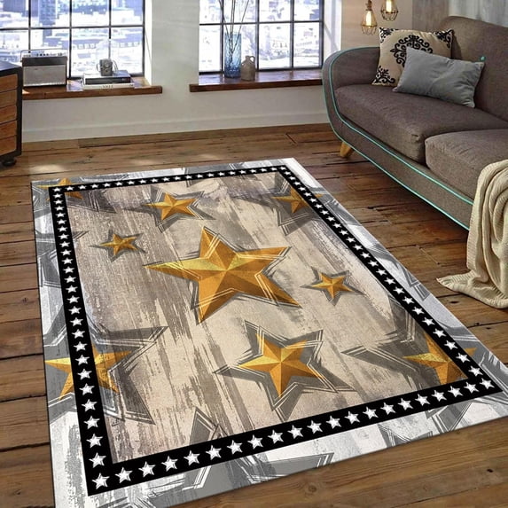 3x5ft Retro Texas Star Rug, Western Rugs for Living Room Non Slip ...