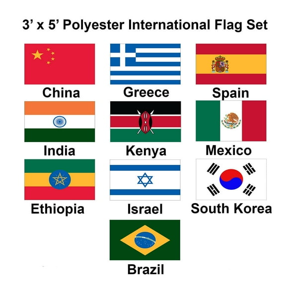 (3x5ft) Set of 10 International Polyester Flags - Set 2