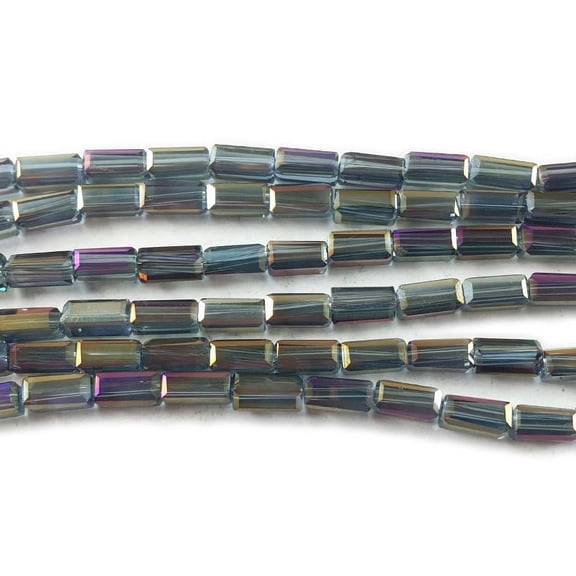 3x6.5mm Gray With Rainbow Ab Rectangle Glass Beads Genuine Gemstone Natural Jewelry Making
