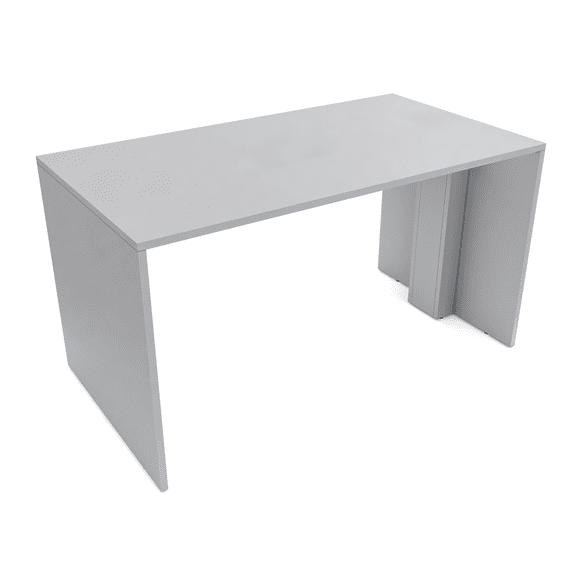 Counter Height Collaboration Table | 4 Person Face-to-Face Team Desk | 36 x 66 Inch Commercial Office Desk | Extra Wide Laminate Worksurface | Fog Gray