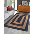 thumbnail image 1 of 3x6 Ft Navy Blue & Natural Jute Area Rug, Hand-Woven, Reversible, Farmhouse Boho Style, Durable & Pet-Friendly Rug for Living Room, Dining Room, and Bedroom, 1 of 5