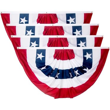 Trade Winds 4 Pack USA Pleated Fan Flags – 3x6 Feet American Bunting Half Fan Banner
