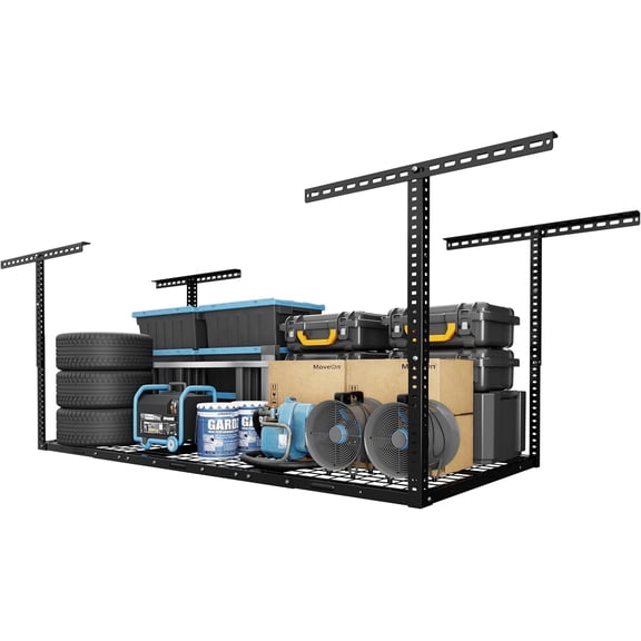 3x6 Overhead Garage Storage Adjustable Ceiling Rack 72" Length x 36" Width 40" Height, 450lbs Weight Capacity, Black, Classic Series