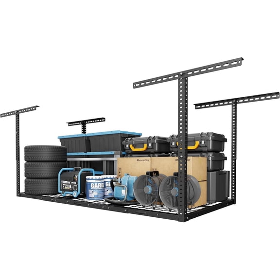 3x6 Overhead Garage Storage Adjustable Ceiling Rack 72" Length x 36" Width x 40" Height, 450lbs Weight Capacity, Hammertone, Classic Series