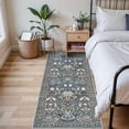 thumbnail image 1 of 3x6 Washable Entryway Area Rugs: Vintage Easy To Clean Kitchen Rug Runner Soft Non Slip Floor Mat Indoor Farmhouse Carpet For Bathroom Living Room Bedroom Printed Hallway Runners(3x6 Floral/blue), 1 of 7