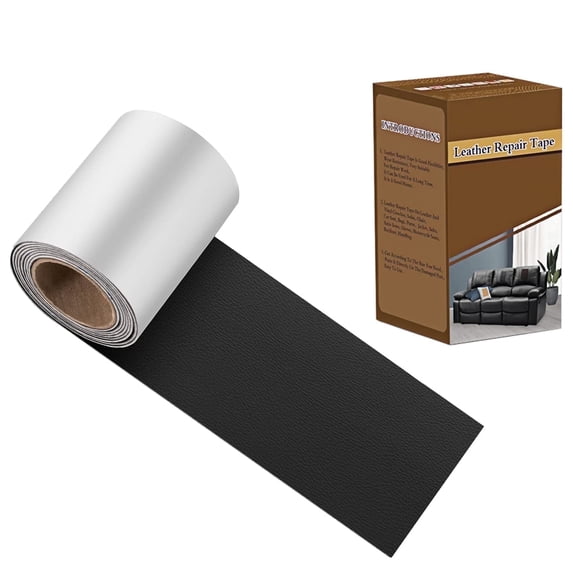 3x60 Inch Leather Repair Kit, Self Adhesive Vinyl Repair Tape for Couch, Car Seat, Sofa, Boat Seat,Leather Repair Roll (Black)