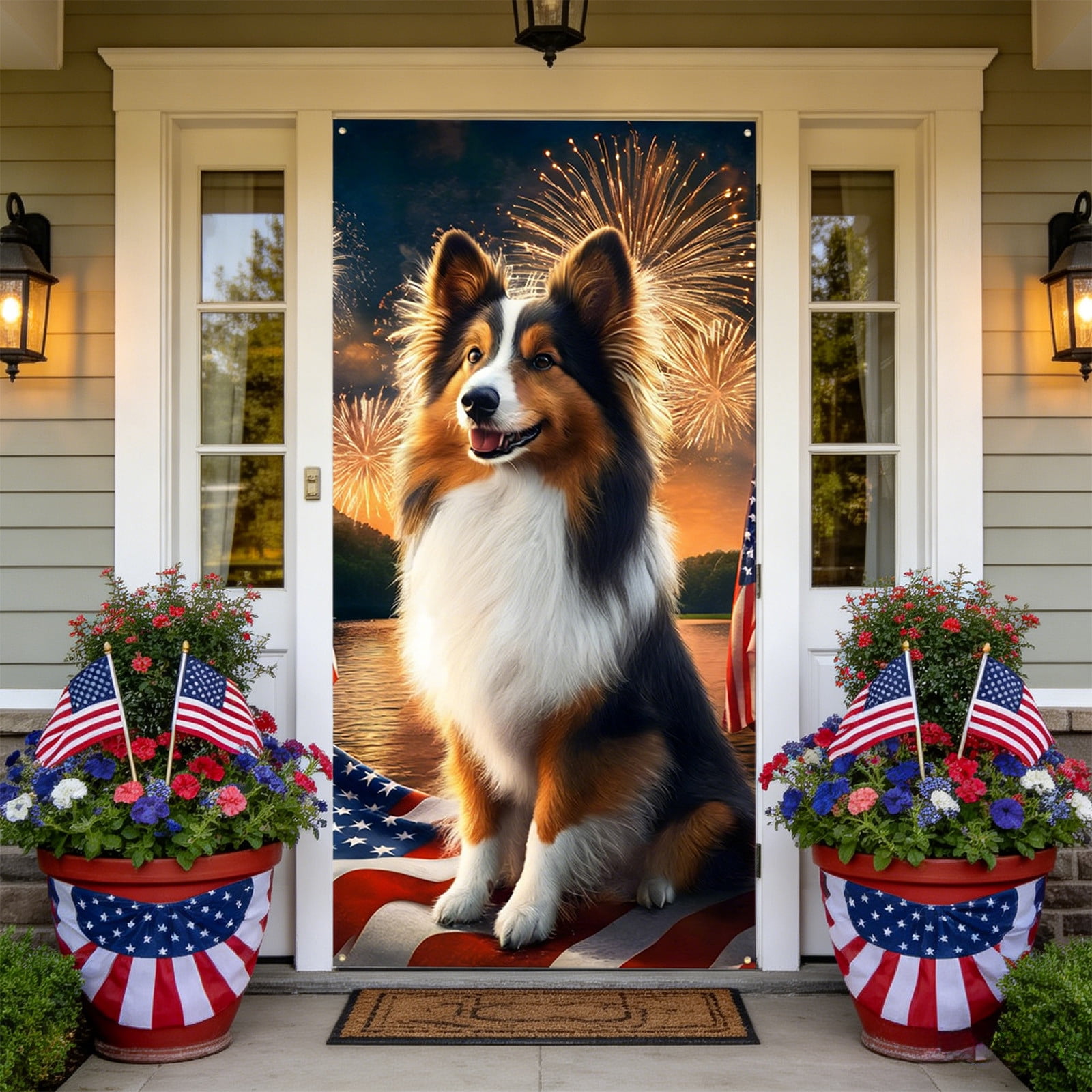 3x6ft Patriotic Door Cover, Independence Day Eagle Dog Door Banner, Red ...
