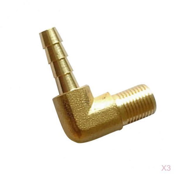 3x8 BSP to 6mm Brass 90 Degree Male Elbow Barbed Hose Tail