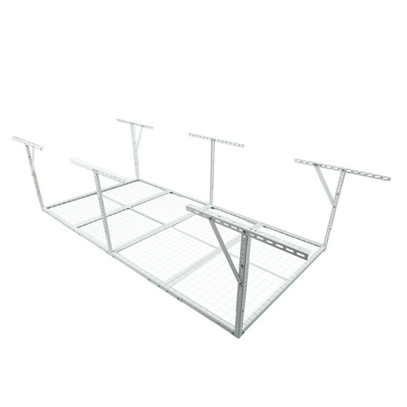 3x8 Ft Overhead Garage Storage Rack Heavy Duty Metal Ceiling Shelf 22 In To 40 In Adjustable Height 600 Lb Capacity For Wood Studs Or Concrete