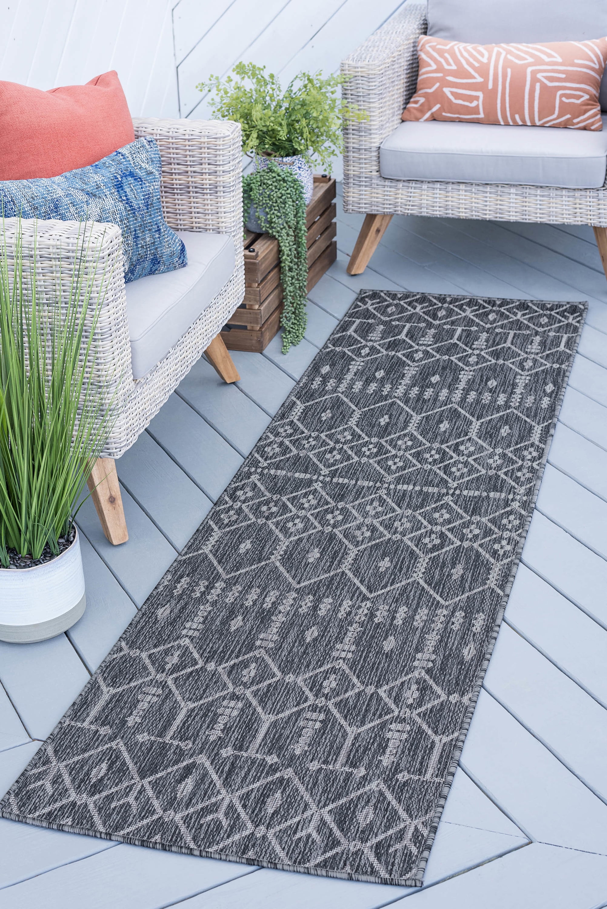 3x8 Water Resistant, Indoor Outdoor Runner Rugs for Patios, Hallway