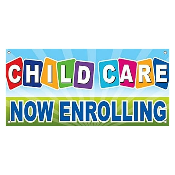 3x8 ft Child Care Now Enrolling Vinyl Banner Sign bgb