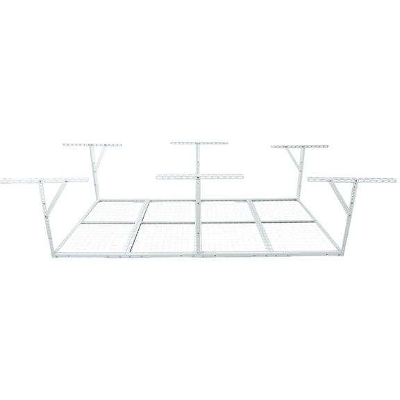 3x8FT Overhead Garage Storage RackOrganization, Adjustable Ceiling Mounted Storage Racks, 22''-40" Ceiling Dropdown, 600 Lbs Loading Weight Capacity, White