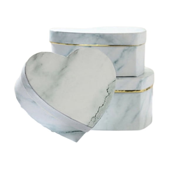 3xHeart-shape Gift Box Marble Candy Packing for Case Jewelry Necklace Ring Organ