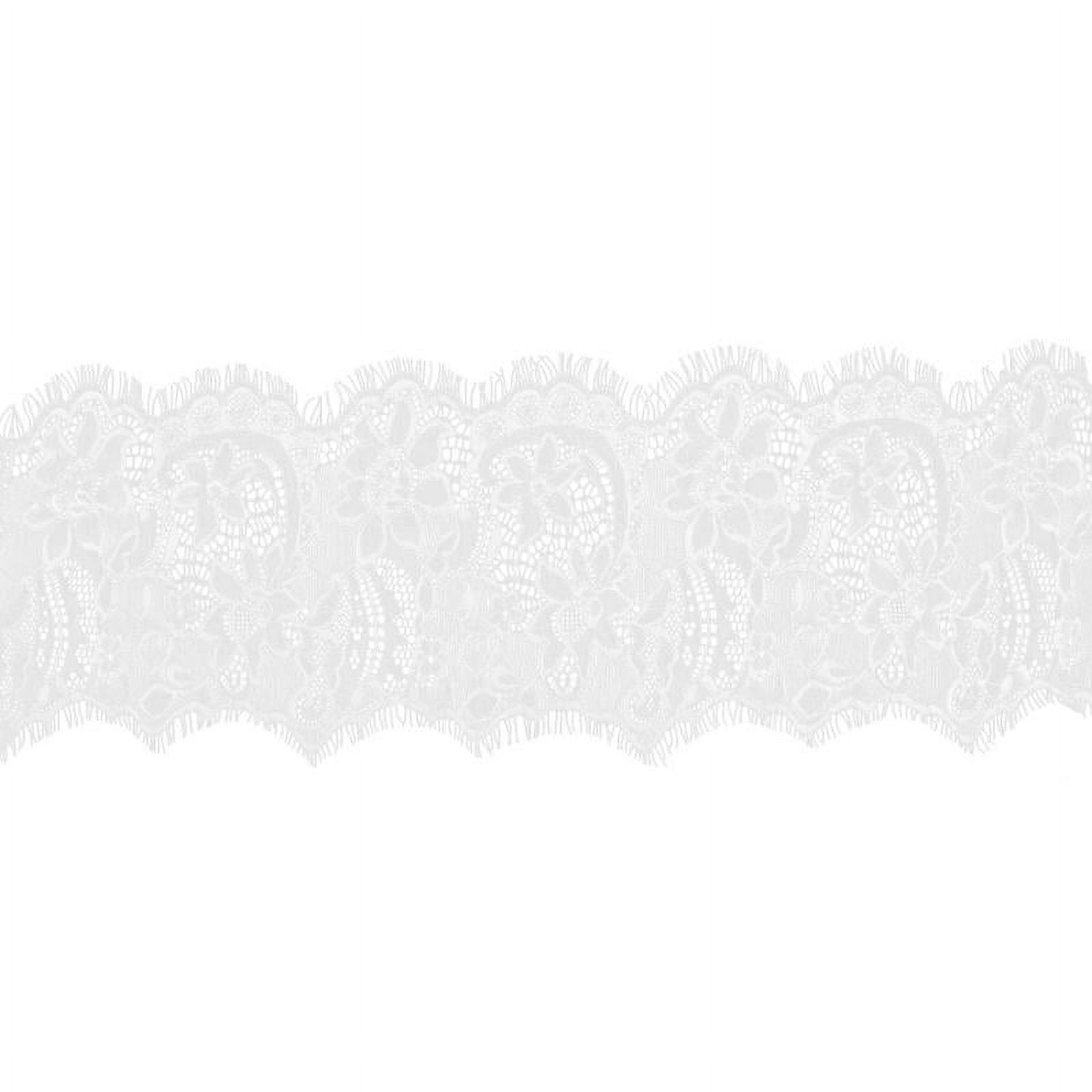 3YA Lace Ribbon Eyelash Edge Mesh 3 Flower Lace Trimmings 18cm White, As described