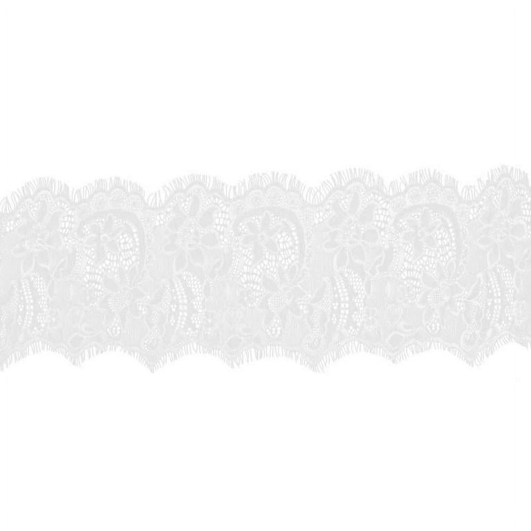 3YA Lace Ribbon Eyelash Edge Mesh 3 Flower Lace Trimmings 18cm White, As described