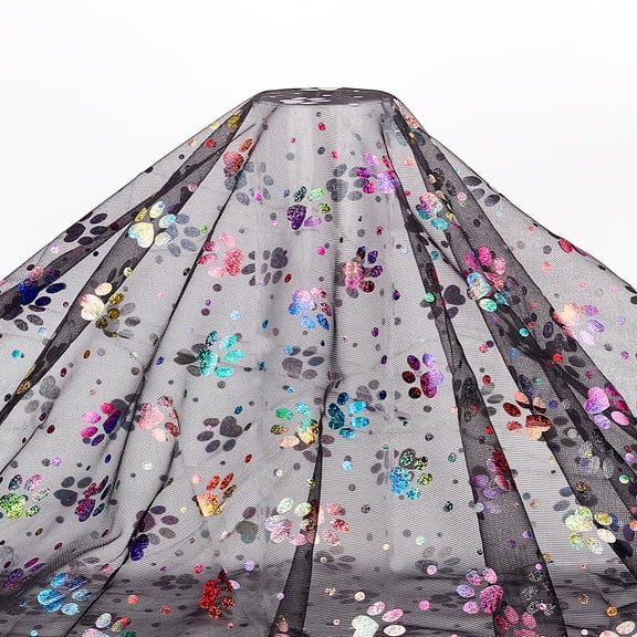 3yards Bronzing Polyester Fabric for Clothing Accessories Bear Paw Print Pattern Colorful 160x0.02cm