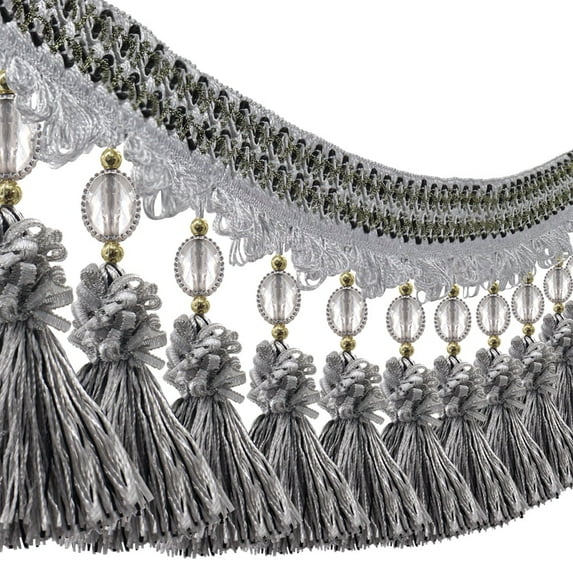 3yards Pom Pom Curtain Fringe Trim Beads Ball Tassel Trimming Sewing Ribbon Upholstery Fabric 3 yards