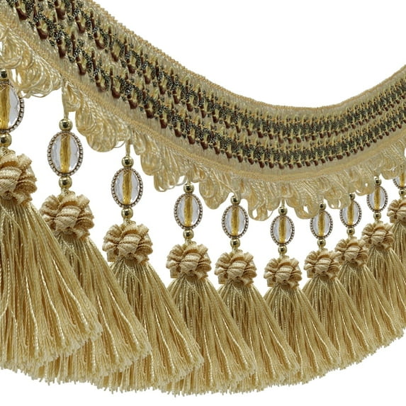 3yards Pom Pom Curtain Fringe Trim Beads Ball Tassel Trimming Sewing Ribbon Upholstery Fabric 3 yards