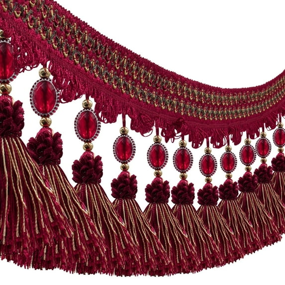 3yards Pom Pom Curtain Fringe Trim Beads Ball Tassel Trimming Sewing Ribbon Upholstery Fabric 3 yards