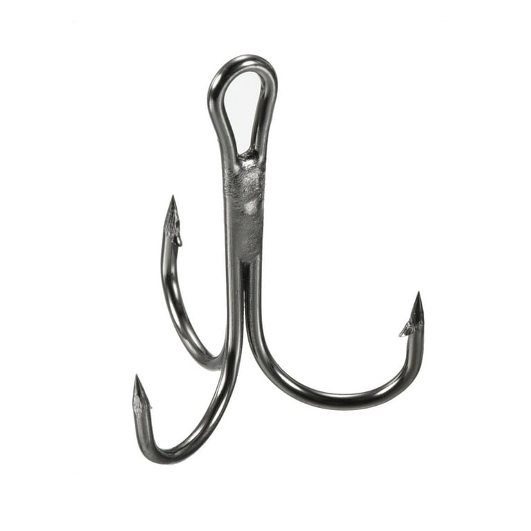 4# 0.91 Treble Fish Hooks Carbon Steel Sharp Bend Hook with Barbs, Black  20 Pack