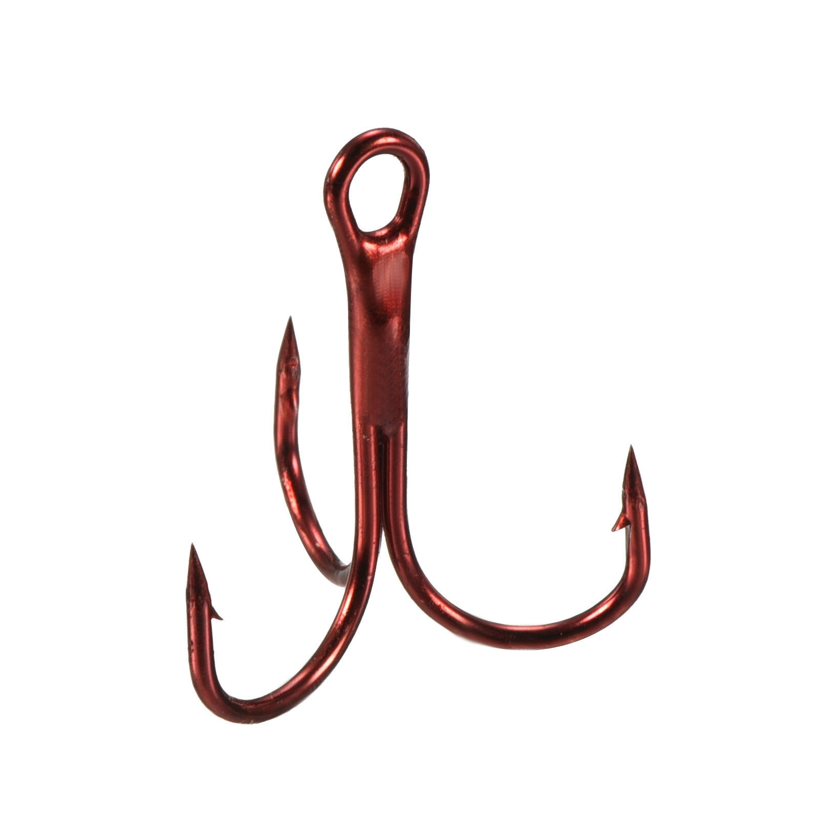 4# 0.91 Treble Fish Hooks Carbon Steel Sharp Bend Hook with Barbs, Red 20  Pack