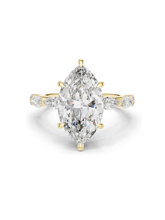 4.0 CTW Marquise Cut Lab Grown Diamond Classic Engagement Ring 14K Solid Gold Wedding Bridal Proposal Ring