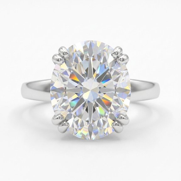 4.0 Ct White Moissanite Round Solitaire Ring - 925 Sterling Silver Gold Vermeil Size 6 US