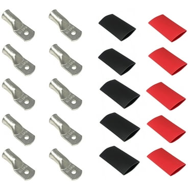 4-0-Gauge 5/16 in. Pure Copper Tin Coated Cable Lugs with Heat Shrink (10-Pack)