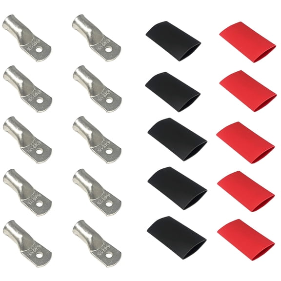 4-0-Gauge 5/16 in. Pure Copper Tin Coated Cable Lugs with Heat Shrink (10-Pack)