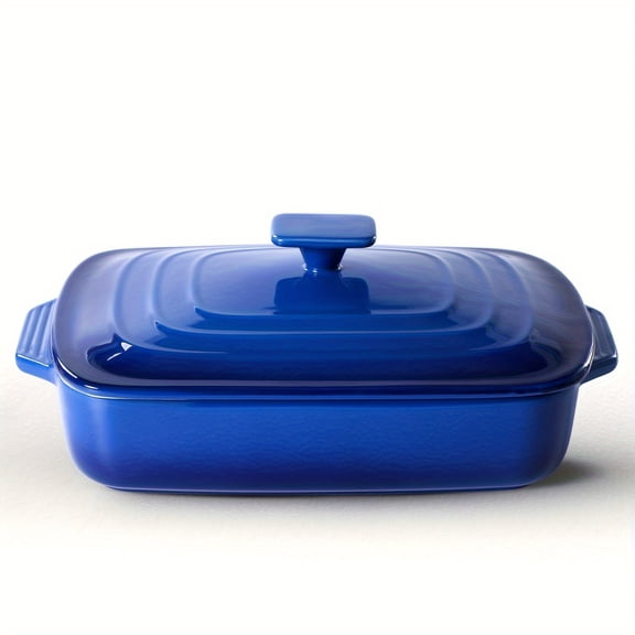 4.0 Quart Large Ceramic Casserole Dish with Lid, Round Stoneware Baking Dish for Oven, Dishwasher Safe, Deep 9x13 Inch Lasagna Pan for Baking and Serving