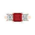 thumbnail image 1 of Three-Stone Engagement Ring for Women - 4ct Simulated Ruby in 14K Rose Gold Promise Ring, 1 of 7