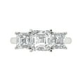 thumbnail image 1 of 4.0 ct Square Emerald Cut Clear Crystal 18k White Gold Engraving Statement Bridal Wedding 3 stone Designer Ring Size 9.5, 1 of 5